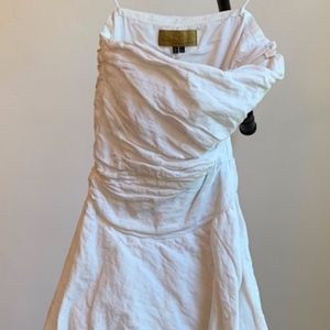 White Strapless Nicole Miller Mini Cocktail Dress